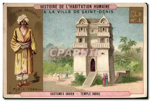 Chromo Histoire De L&#39Habitation Humaine A La Ville De Saint Denis costumes indien Temple indou Pa