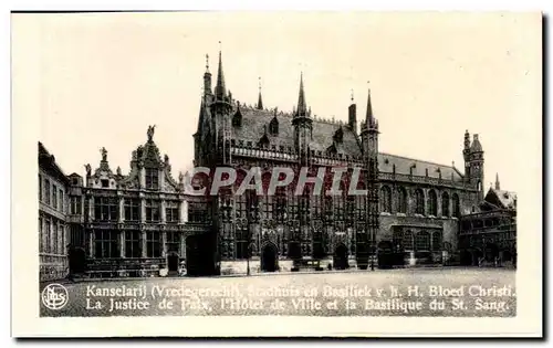 Cartes postales moderne Bruges La Justice de paix Hotel de ville et basiliue du St Sang