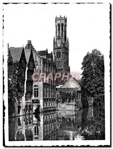 Cartes postales moderne Brugge Bruges Ingangspoort gizen van de Rozenhoedkaai Tour du Beffroi vue du Quai du Rosaire