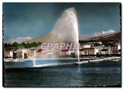 Cartes postales moderne Le Jet d&#39Eau Et Le Mont Blanc Geneve Suisse