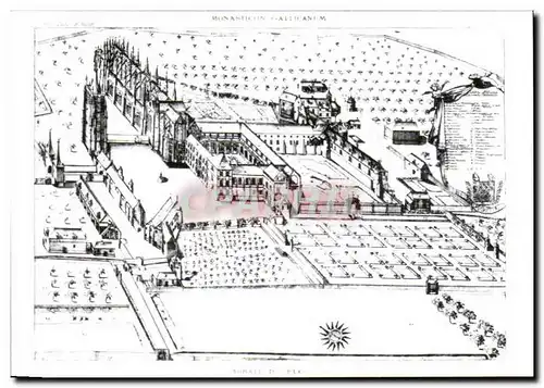 Moderne Karte Un ancien Plan Abbaye de Bec Hellouin