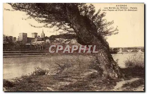 Ansichtskarte AK Avignon Les Bords du Rhone Palais des Papes et Pont st Benezet