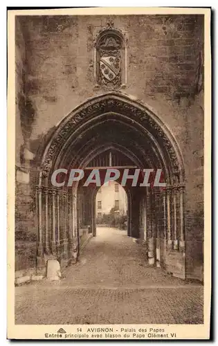 Cartes postales Avignon Palais des Papes Entree principale avec blason du Pape Clement VI