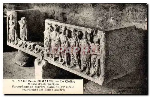 Cartes postales Vaison la Romaine Le Cloitre Musee d'art Chretien Sarcophage en marbre blanc 12 apotres