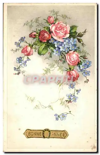 Cartes postales Fantaisie Fleurs Bonne Annee