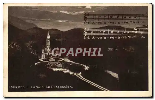 Cartes postales Lourdes La nuit la procession