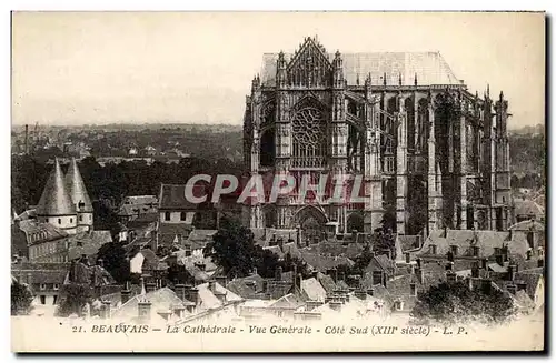 Cartes postales Beauvais La Cathedrale Vue General Cote Sud