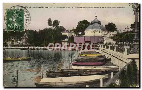 Cartes postales Enghien les Bains La Nouvelle jetee l'embarcadere des Bateaux et le Nouveau Pavillon