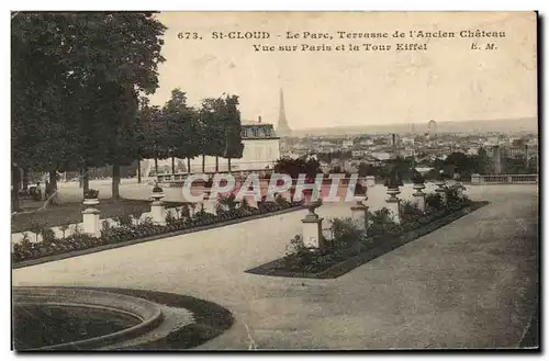 Cartes postales St Cloud Le Parc Terrasse De L&#39Ancien Chateau Tour Eiffel Paris