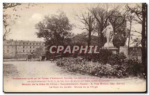 Cartes postales Maison de la mere St Alfred Rue Minard Issy Le fond ud jardin Statue de la vierge