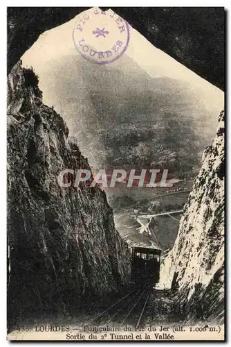 Cartes postales Lourdes Funiculaire du Pic du Jer Sortie du Tunnel et la Vallee