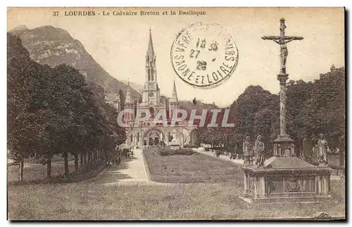 Ansichtskarte AK Lourdes Le Calvaire Breton et la Basilique