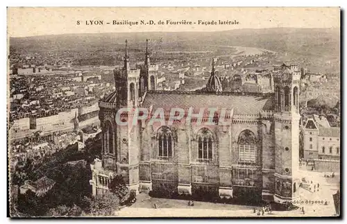 Cartes postales Lyon Basilique de Fourviere Facade Laterale