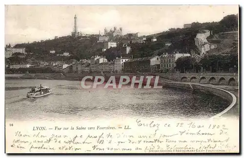 Cartes postales Lyon Vue sur La Saone Vers Fourvieres