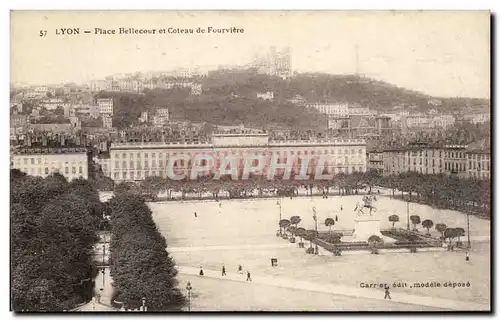 Ansichtskarte AK Lyon Place Bellecour Et Coteau De Fourviere