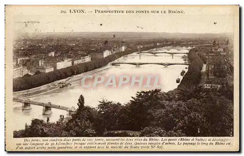 Cartes postales Lyon Perspective Des Ponts Sur Le Rhone