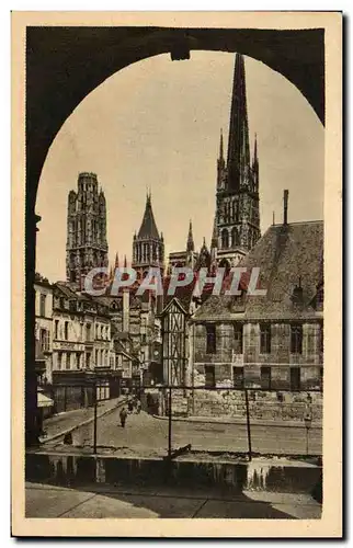 Ansichtskarte AK Rouen La Cathedrale Vue prise de la Place de Haute Vielle Tour