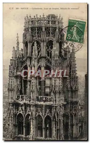 Cartes postales Rouen Cathedrale Tour de Beurre Details du sommet