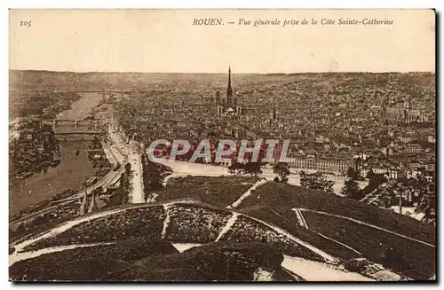 Cartes postales Rouen Vue generale prise de la cote Sainte Catherine