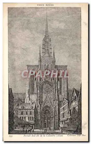 Cartes postales Rouen Portail sud dite de la Calende (1820)