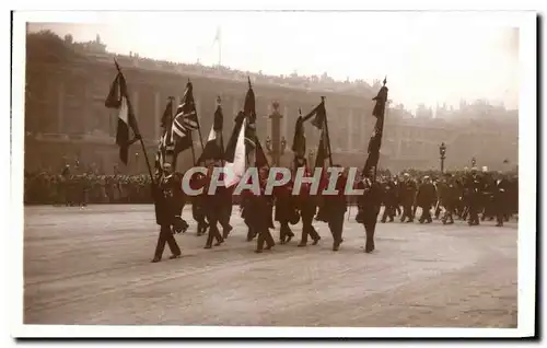 Ansichtskarte AK Funerailles Du Marechal Foch Mars Drapeaux des Combattants allies Mars 1929 Paris Militaria