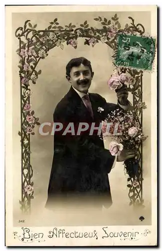 Cartes postales Fantaisie Homme Fleurs