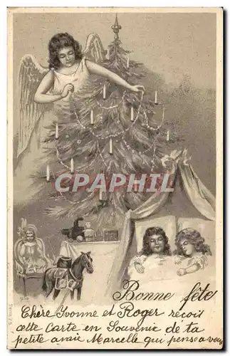 Cartes postales Fantaisie Enfants Noel Cheval Jouets Ange