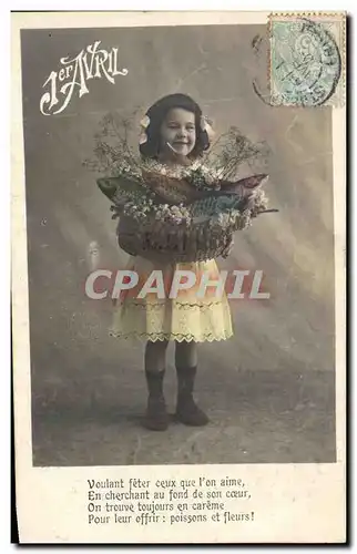 Cartes postales Fantaisie Enfant Paques oeufs 1er avril