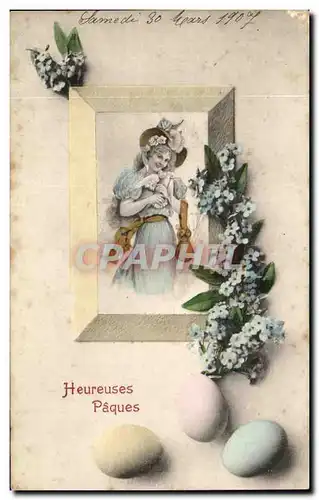 Cartes postales Fantaisie Femme Oeufs Paques