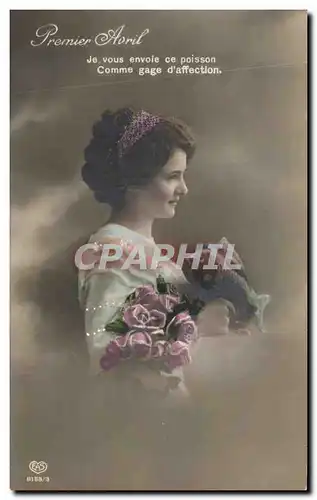 Cartes postales Fantaisie Enfant Femme Paques oeufs 1er avril