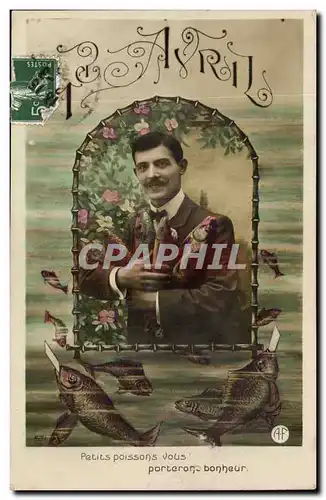 Cartes postales Fantaisie Homme Paques oeufs 1er avril Poissons