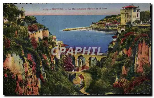 Cartes postales Monaco Le Ravin Sainte Devote Et Le Port