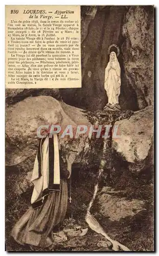 Cartes postales Lourdes Apparition de la Vierge