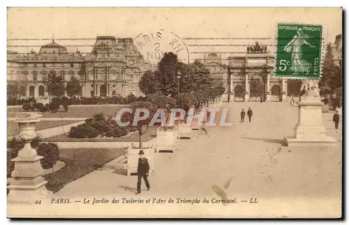 Ansichtskarte AK Paris Le jardin des Tuileries et l&#39Arc de Triomphe du Carrousel