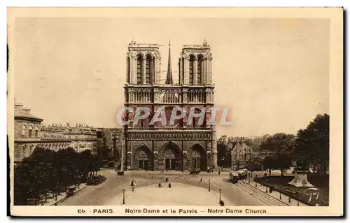 Cartes postales Paris Notre Dame et le Parvis Notre dame Church