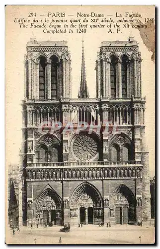 Cartes postales Paris Notre Dame La Facade