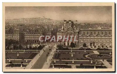 Ansichtskarte AK Paris En Flanant Perspective sur les Jardins des Tuileries la Butte Montmartre Sacre Coeur Louvr