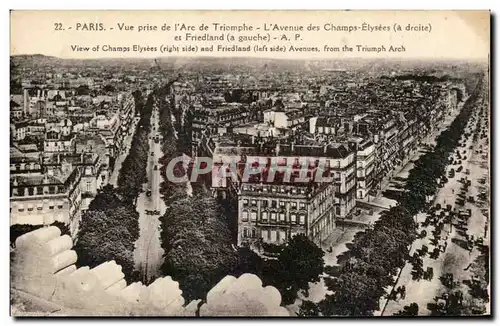 Cartes postales Paris Vue prise de l&#39Arc de Triomphe L&#39Avenue des Champs Elysees et