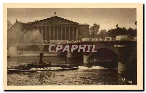 Ansichtskarte AK Paris La Chambre des Deputes et le Pont de la Concorde Peniche Bateau