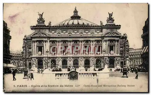 Cartes postales Paris Opera et la Station du Metro