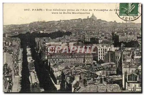 Cartes postales Paris Vue Generale Prise de I&#39Arc de Triomphe Vers La Butte Montmartre