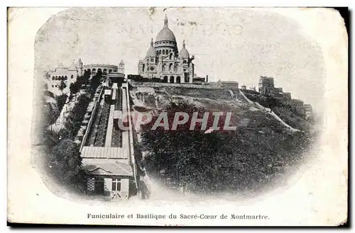 Cartes postales Paris Funiculaire et Basilique du Sacre Coeur de Montmartre