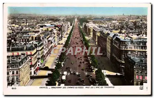 Cartes postales Paris Panorama Des Champs Elysees Pris L&#39Arc De Triomphe