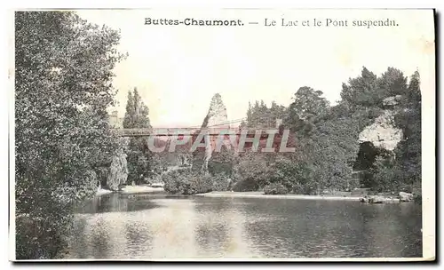 Cartes postales Buttes Chaumont Le Lac Et Le Pont Suspendu