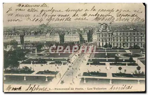 Cartes postales Panorama de Paris Les Tuileries Louvre