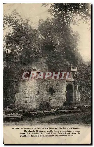 Ansichtskarte AK Clisson Ruines du Chateau La Porte du Bastion en la Bretagne restee fldele