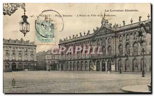 Cartes postales Nancy Place stanislas L&#39Hotel De Ville Et La Prefecture