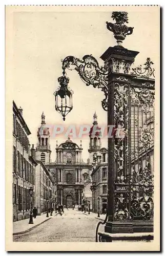 Cartes postales Nancy Rue Maurice Barres Et La Cathedrale Une Des Grilles De Jean Lamour