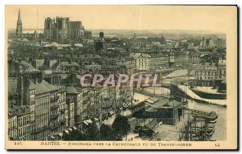 Cartes postales Nantes Panorama vers La Cathedrale vu du Transbourdeur