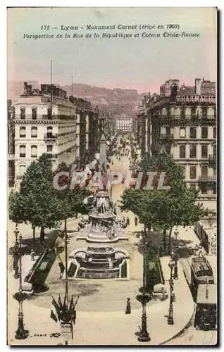 Ansichtskarte AK Lyon Monument Carnot Perspective de la rue de la Republique et Coteau Croix Rousse